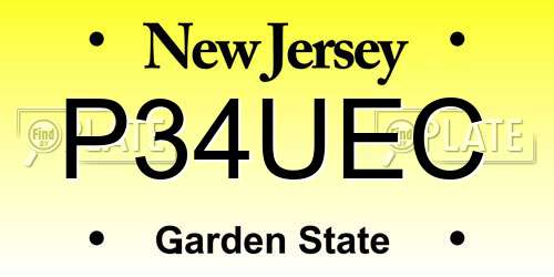 P34UEC New Jersey License Plate