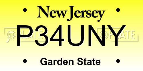 P34UNY New Jersey License Plate