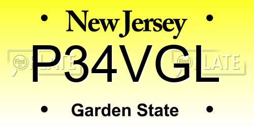 P34VGL New Jersey License Plate