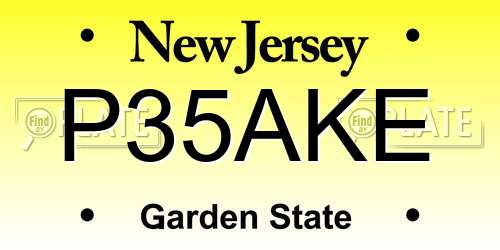 P35AKE New Jersey License Plate