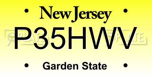 P35HWV New Jersey License Plate