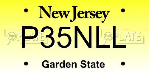 P35NLL New Jersey License Plate