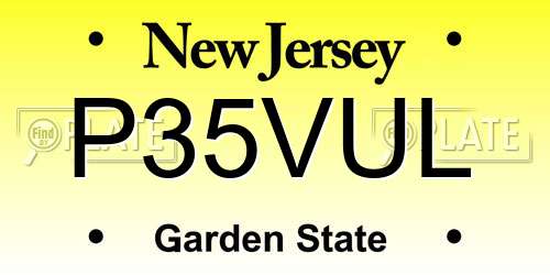 P35VUL New Jersey License Plate