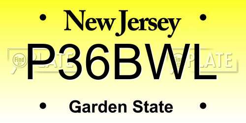 P36BWL New Jersey License Plate