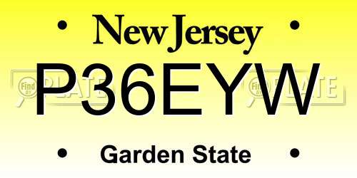 P36EYW New Jersey License Plate