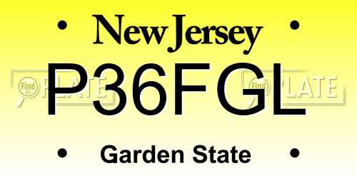 P36FGL New Jersey License Plate