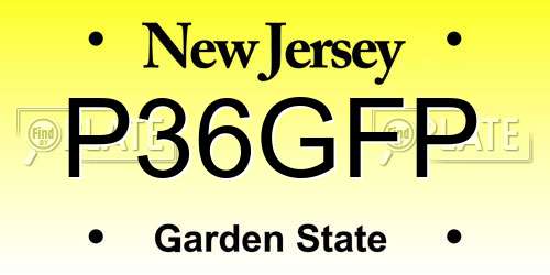 P36GFP New Jersey License Plate