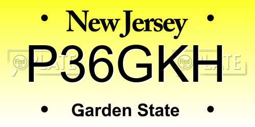 P36GKH New Jersey License Plate