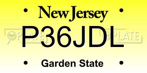 P36JDL New Jersey License Plate