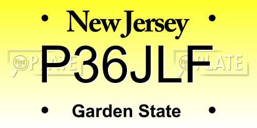 P36JLF New Jersey License Plate