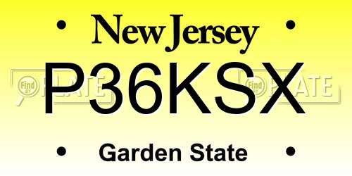 P36KSX New Jersey License Plate