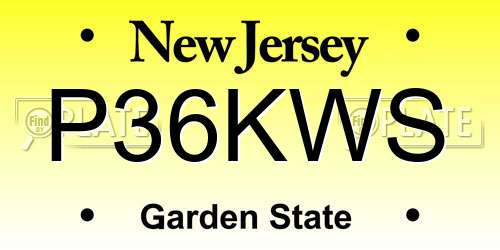 P36KWS New Jersey License Plate