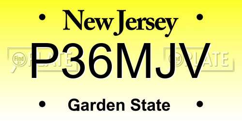 P36MJV New Jersey License Plate