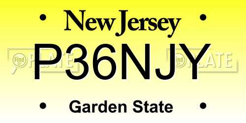 P36NJY New Jersey License Plate