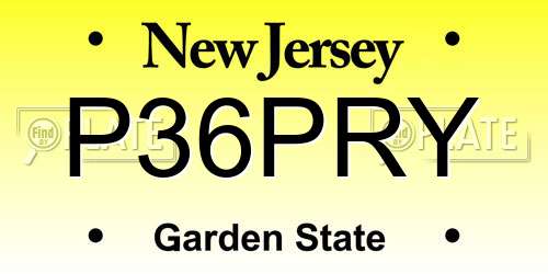 P36PRY New Jersey License Plate