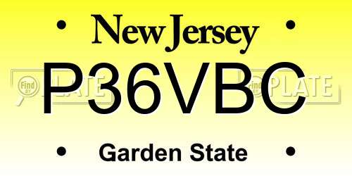 P36VBC New Jersey License Plate