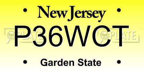 P36WCT New Jersey License Plate