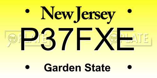 P37FXE New Jersey License Plate