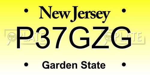 P37GZG New Jersey License Plate