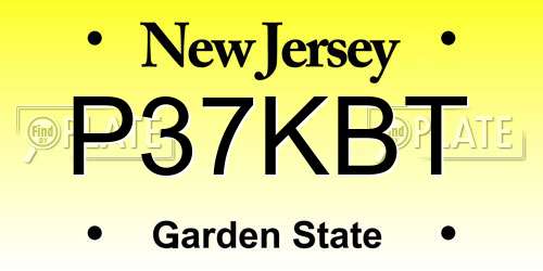 P37KBT New Jersey License Plate