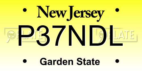 P37NDL New Jersey License Plate