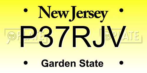 P37RJV New Jersey License Plate