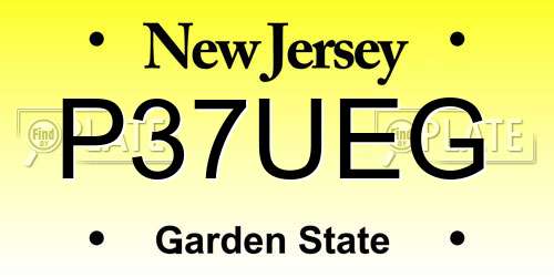 P37UEG New Jersey License Plate