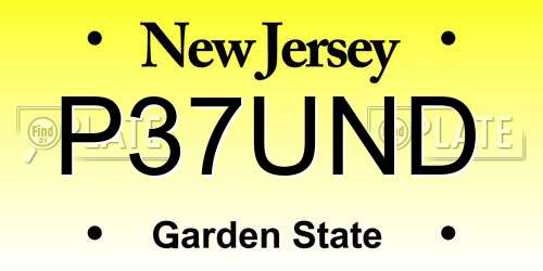 P37UND New Jersey License Plate
