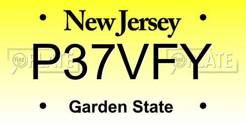 P37VFY New Jersey License Plate