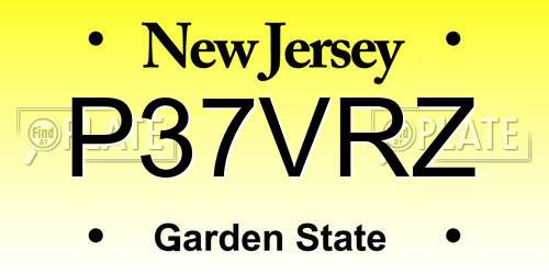 P37VRZ New Jersey License Plate