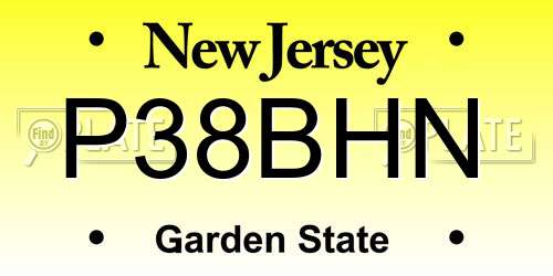 P38BHN New Jersey License Plate