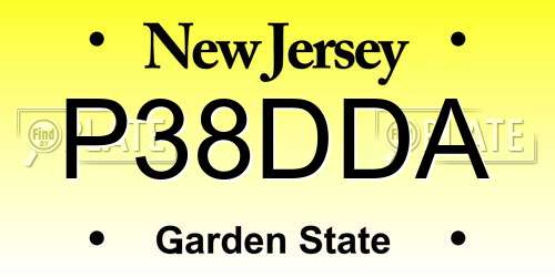 P38DDA New Jersey License Plate