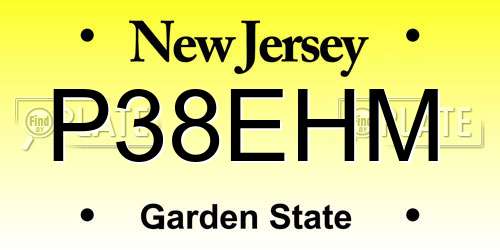 P38EHM New Jersey License Plate