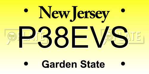 P38EVS New Jersey License Plate