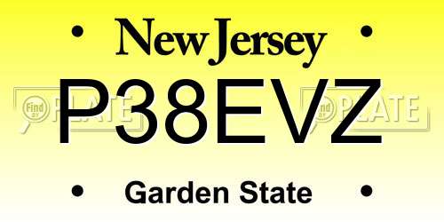 P38EVZ New Jersey License Plate