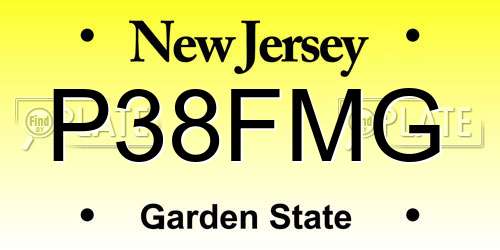 P38FMG New Jersey License Plate