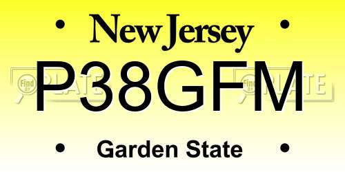 P38GFM New Jersey License Plate