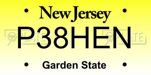 P38HEN New Jersey License Plate