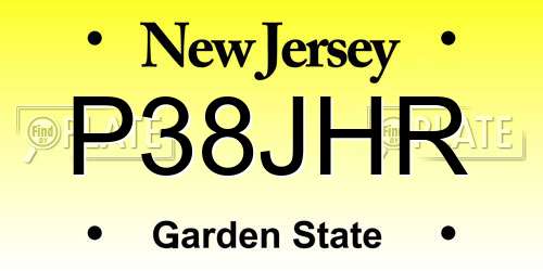 P38JHR New Jersey License Plate