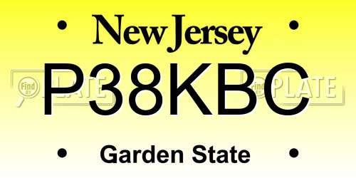 P38KBC New Jersey License Plate