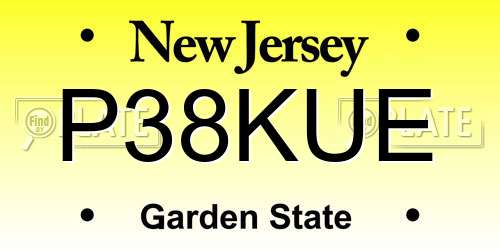 P38KUE New Jersey License Plate