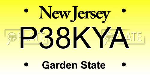 P38KYA New Jersey License Plate