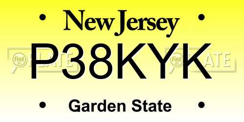 P38KYK New Jersey License Plate