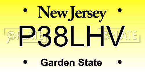 P38LHV New Jersey License Plate