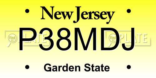P38MDJ New Jersey License Plate