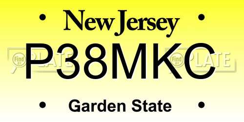 P38MKC New Jersey License Plate