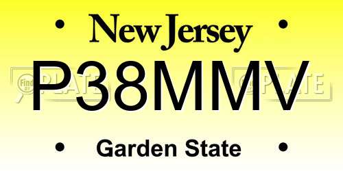P38MMV New Jersey License Plate