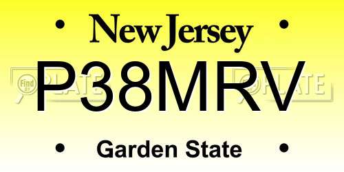 P38MRV New Jersey License Plate