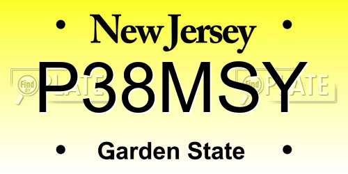 P38MSY New Jersey License Plate