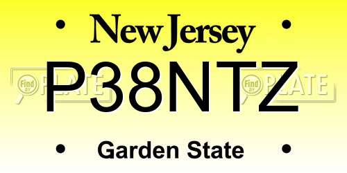 P38NTZ New Jersey License Plate